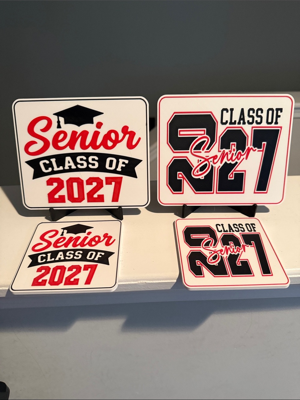 Senior Class of 2027 Red & Black Decorative sign and coaster - Picture 2 of 7